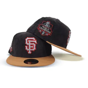 Black Corduroy San Francisco Giants Bronze Visor Gray Bottom 2014 World Champions Side Patch New Era 59Fifty Fitted