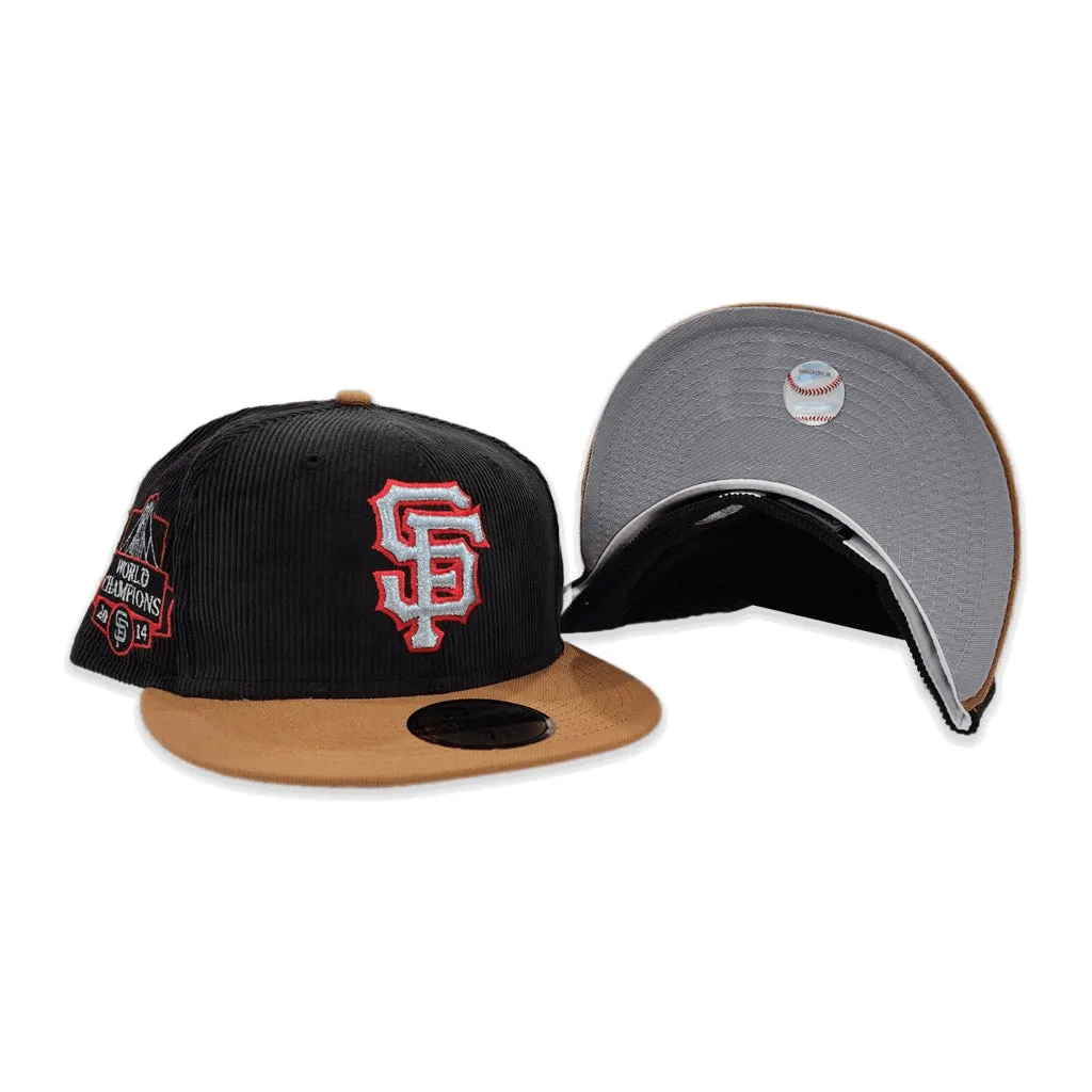 Black Corduroy San Francisco Giants Bronze Visor Gray Bottom 2014 World Champions Side Patch New Era 59Fifty Fitted