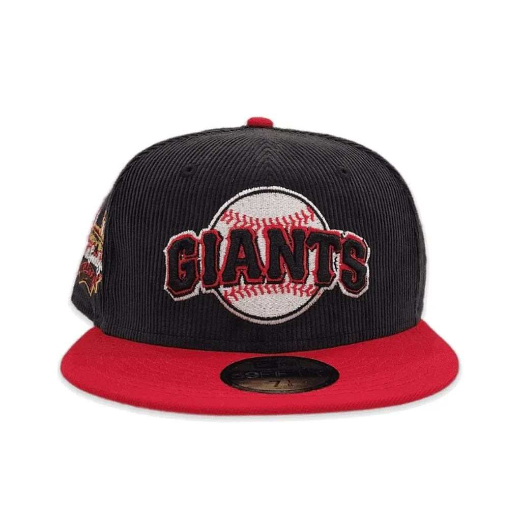 Black Corduroy San Francisco Giants Red Visor Gray Bottom Tell It Goodbye Stadium Side Patch New Era 59Fifty Fitted