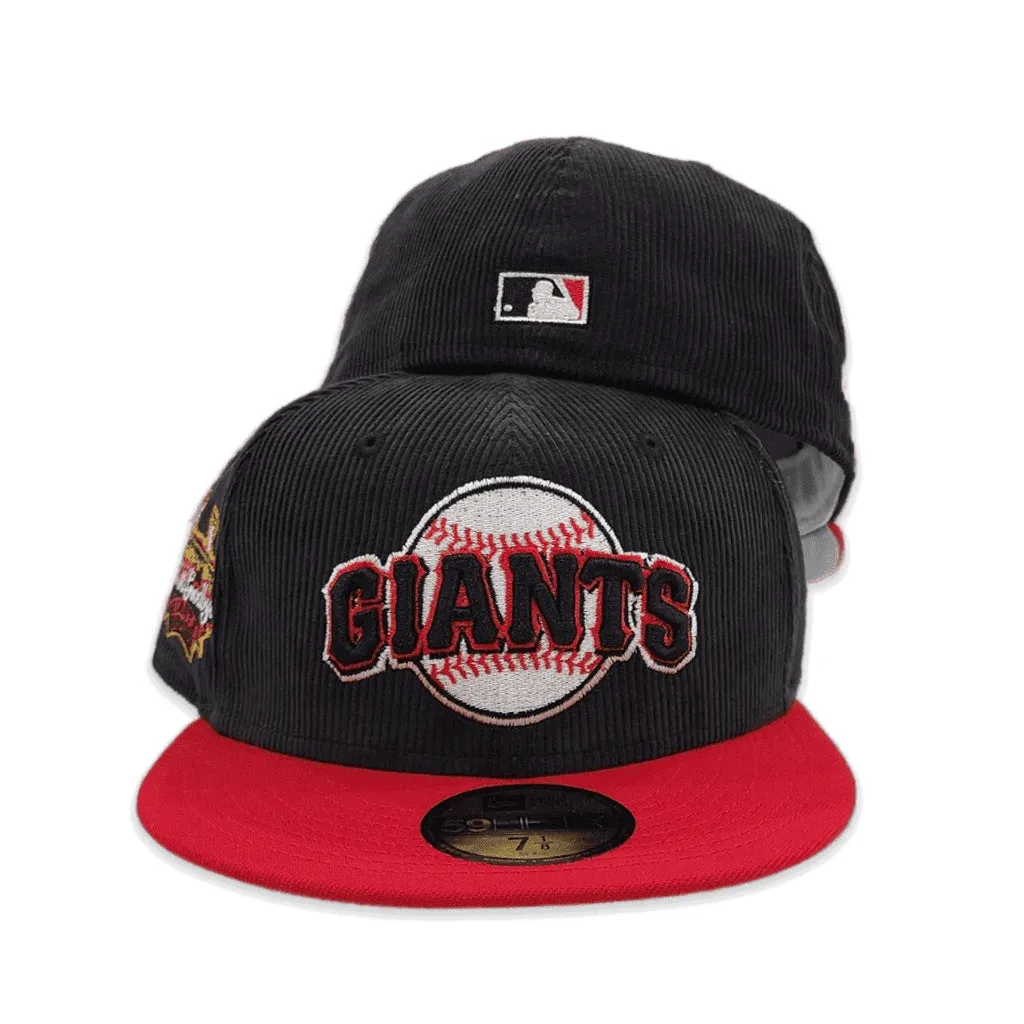 Black Corduroy San Francisco Giants Red Visor Gray Bottom Tell It Goodbye Stadium Side Patch New Era 59Fifty Fitted