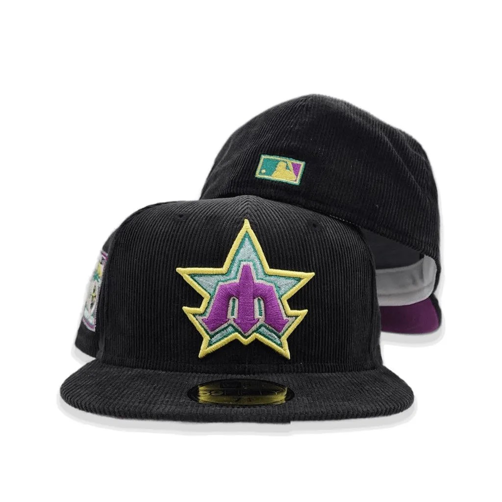 Black Corduroy Seattle Mariners Grape Purple Bottom 40th Anniversary Side Patch New Era 59Fifty Fitted