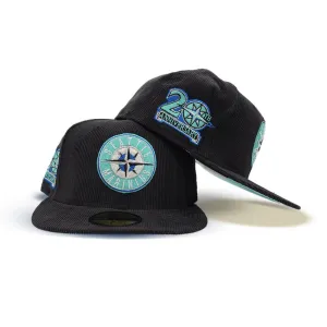 Black Corduroy Seattle Mariners Mint Green Bottom 20th Anniversary Side Patch New Era 59Fifty Fitted