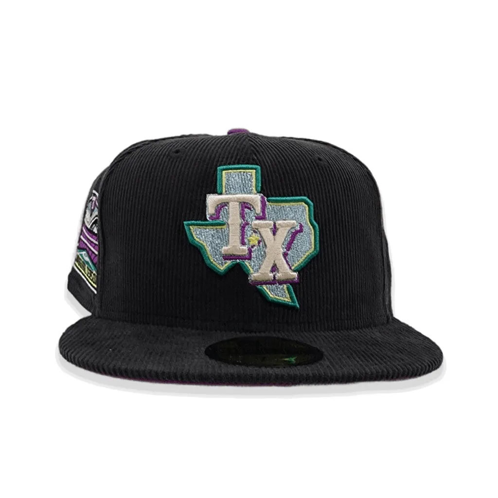 Black Corduroy Texas Rangers Grape Purple Bottom 2020 Inaugural Side Patch New Era 59Fifty Fitted