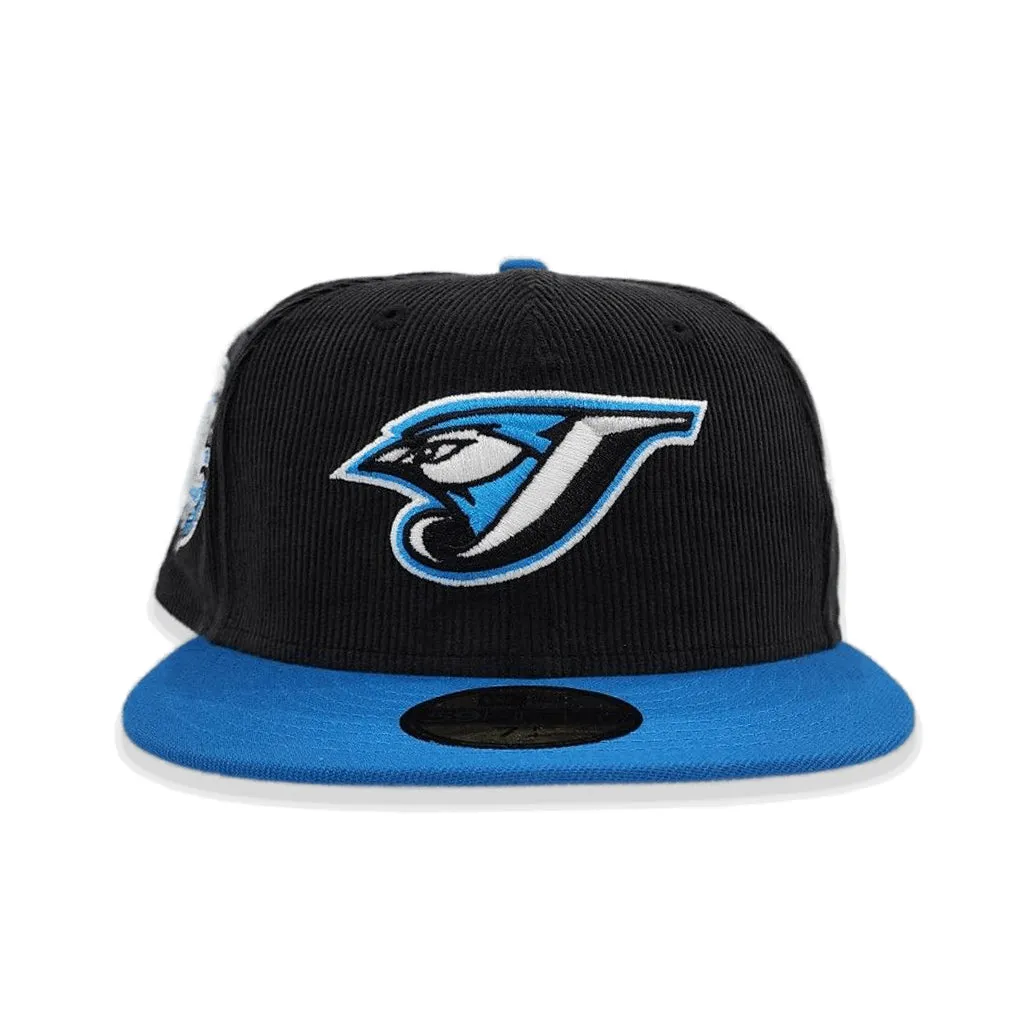 Black Corduroy Toronto Blue Jays Cardinal Blue Visor Gray Bottom 30th Anniversary Side Patch New Era 59Fifty Fitted