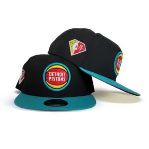 Black Detroit Pistons Teal Visor Fusion Pink Bottom 75th Anniversary Side Patch New Era 9Fifty Snapback