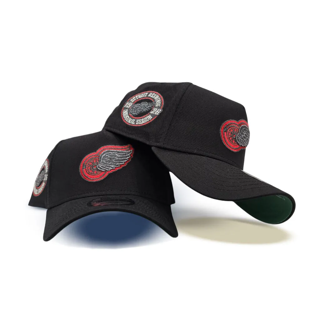 Black Detroit Red Wings Curved Brim Green Bottom 1926 Inaugural Season Side Patch New Era A-Frame 9Forty Snapback
