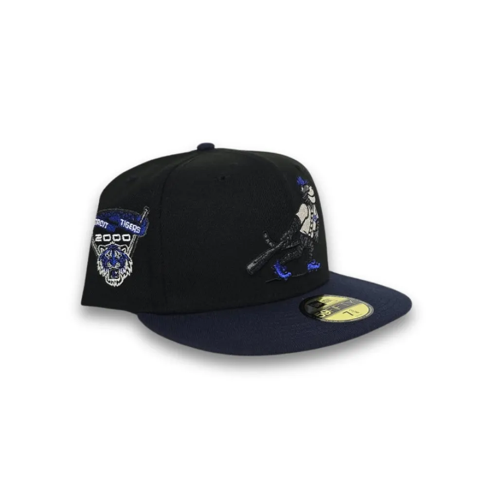 Black Detroit Tigers Mascot Logo Navy Blue Visor Gray Bottom 2000 All Star Game Side Patch New Era 59Fifty Fitted