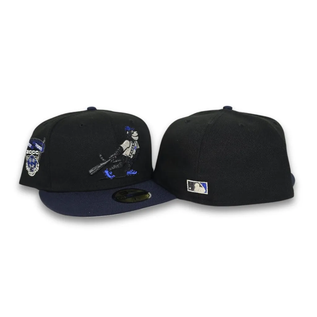 Black Detroit Tigers Mascot Logo Navy Blue Visor Gray Bottom 2000 All Star Game Side Patch New Era 59Fifty Fitted