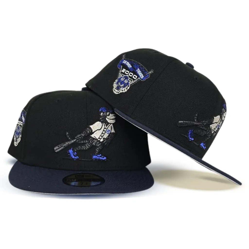 Black Detroit Tigers Mascot Logo Navy Blue Visor Gray Bottom 2000 All Star Game Side Patch New Era 59Fifty Fitted