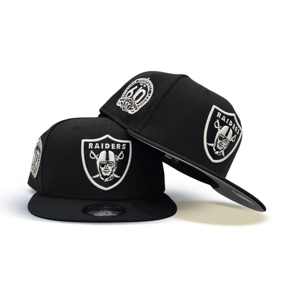 Black Glow In The Dark Las Vegas Raiders Gray Bottom 60th Anniversary New Era 9Fifty Snapback