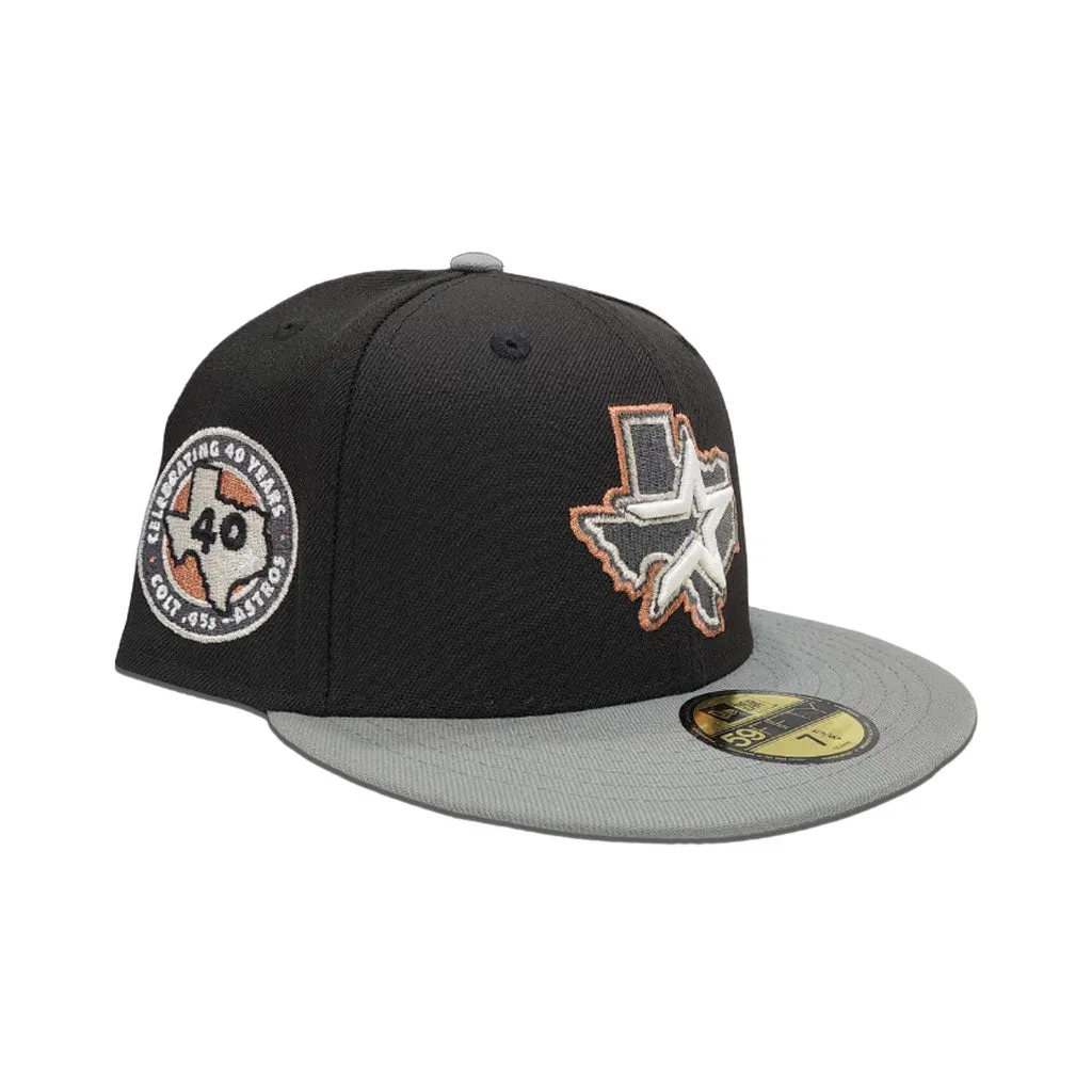 Black Houston Astros Gray visor Gray Bottom Celebrating 40 Years Side Patch New Era 59Fifty Fitted