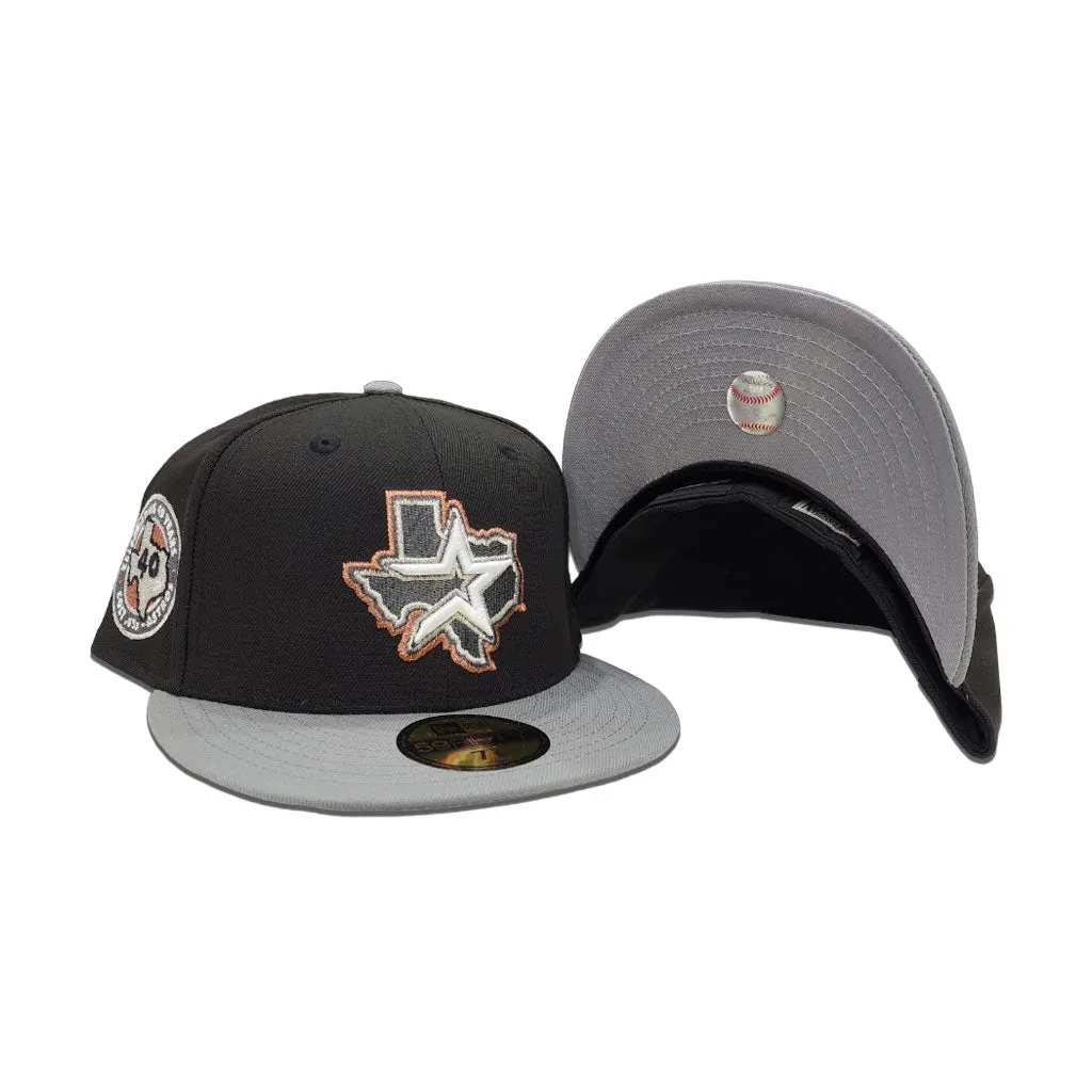 Black Houston Astros Gray visor Gray Bottom Celebrating 40 Years Side Patch New Era 59Fifty Fitted