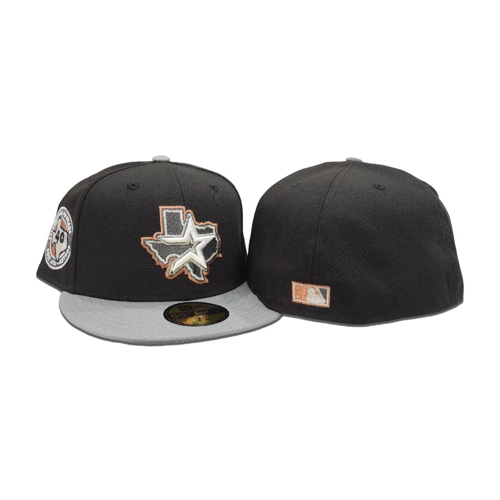 Black Houston Astros Gray visor Gray Bottom Celebrating 40 Years Side Patch New Era 59Fifty Fitted