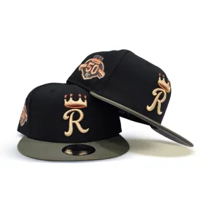Black Kansas City Royals Olive Green Visor Gray Bottom 50th Anniversary Side Patch New Era 9fifty Snapback