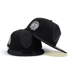 Black Las Vegas Raiders Black Visor Gray Bottom 60th Anniversary Side Patch New Era Metal Badge 9Fifty Snapback