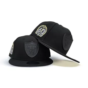 Black Las Vegas Raiders Black Visor Gray Bottom Gold 60th Anniversary Side Patch New Era Metal Badge 9Fifty Snapback
