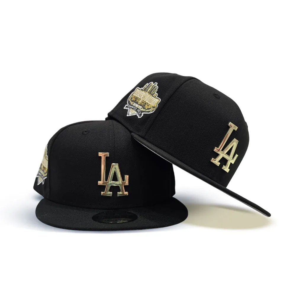 Black Los Angeles Dodgers Gold Metal Badge Gray Bottom 40th Anniversary Side Patch New Era 9Fifty Snapback