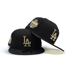 Black Los Angeles Dodgers Gold Metal Badge Gray Bottom 40th Anniversary Side Patch New Era 9Fifty Snapback