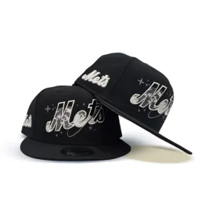 Black New York Mets Space Logo Gray Bottom Mets Script Side Patch New Era 9Fifty Snapback