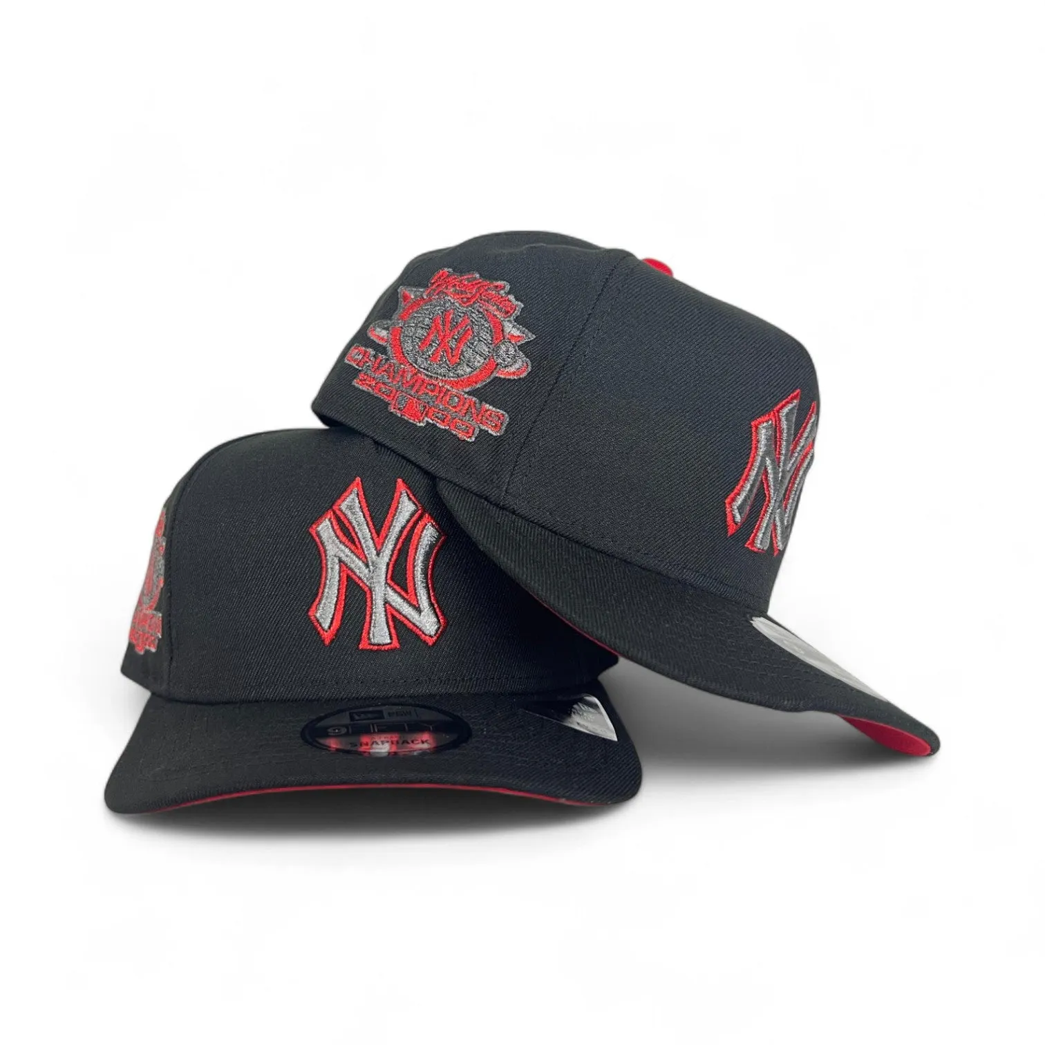 Black New York Yankees Curved Brim Red Bottom 2000 World Series Champions Side Patch New Era 9Fifty A-Frame Snapback