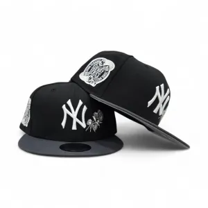 Black New York Yankees Rose Logo Dark Gray Visor Gray Bottom 2000 Subway Series Side Patch New Era 9Fifty Snapback
