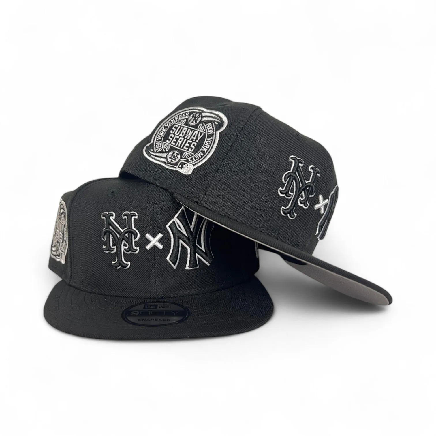 Black New York Yankees x New York Mets Gray Bottom 2000 Subway Series Side Patch New Era 9Fifty Snapback