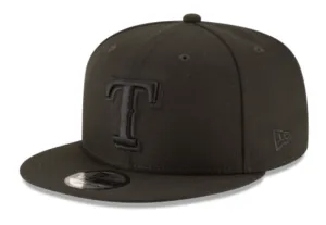 Black On Black New Era Texas Rangers Gray Bottom 9Fifty Snapback