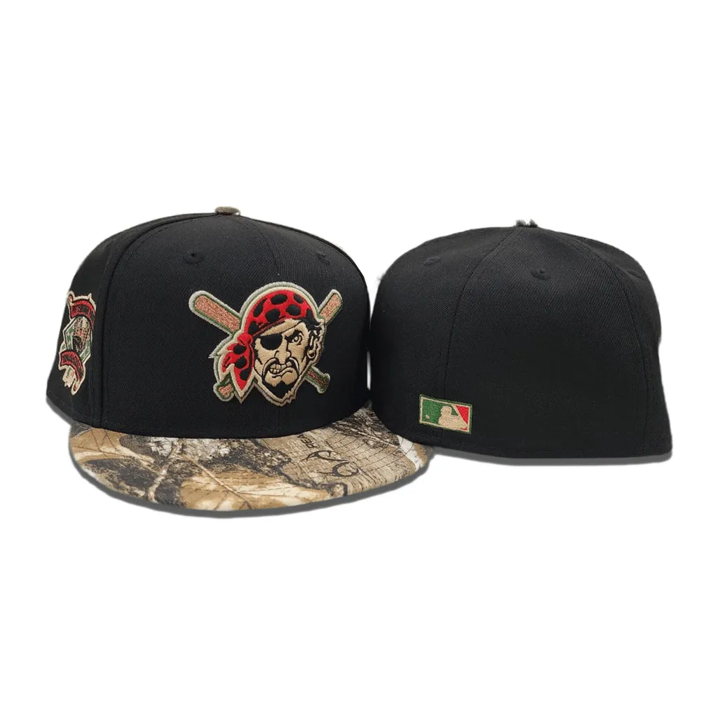 Black Pittsburgh Pirates Real Tree Visor Green Bottom 1994 All Star Game Side Patch New Era 59Fifty Fitted
