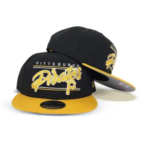 Black Pittsburgh Pirates Team Scrip Gray Bottom New Era 9Fifty Snapback