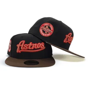Black Script Houston Astros Brown Visor Gray Bottom Celebrating 45 Years Side Patch New Era 59Fifty Fitted