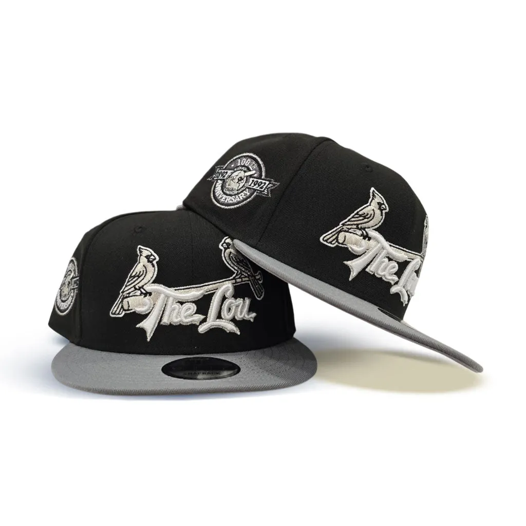 Black St. Louis Cardinals "The Lou" Gray Visor Gray Bottom 100th Anniversary Side Patch New Era 9Fifty Snapback