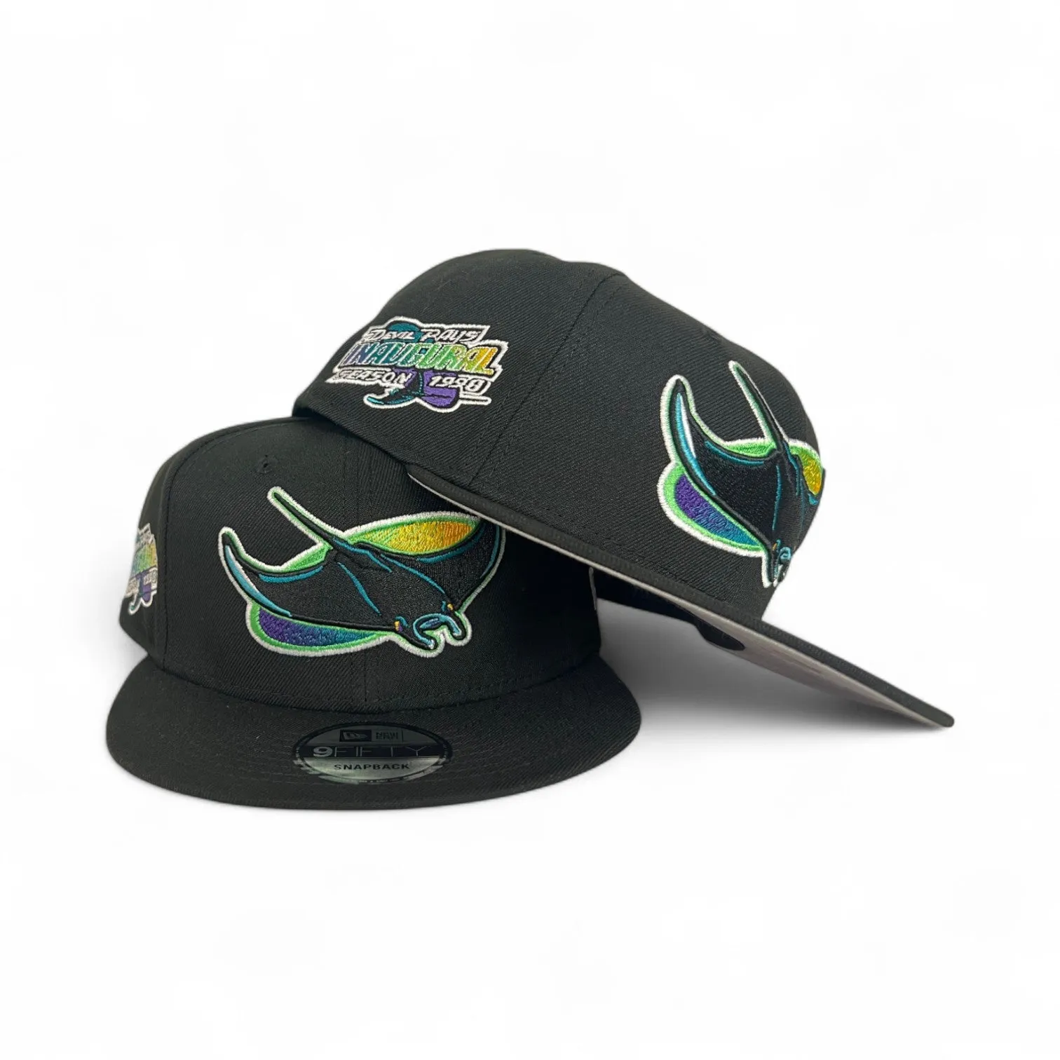 Black Tampa Bay Rays Gray Bottom 1998 Inaugural Season Side Patch New Era 9Fifty Snapback