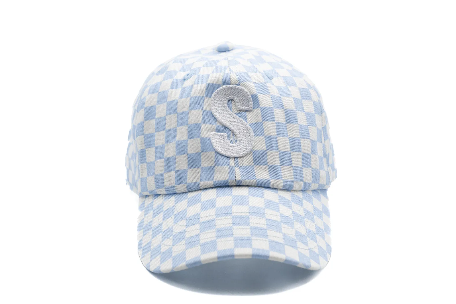 Blue Checker Letter Baseball Hat