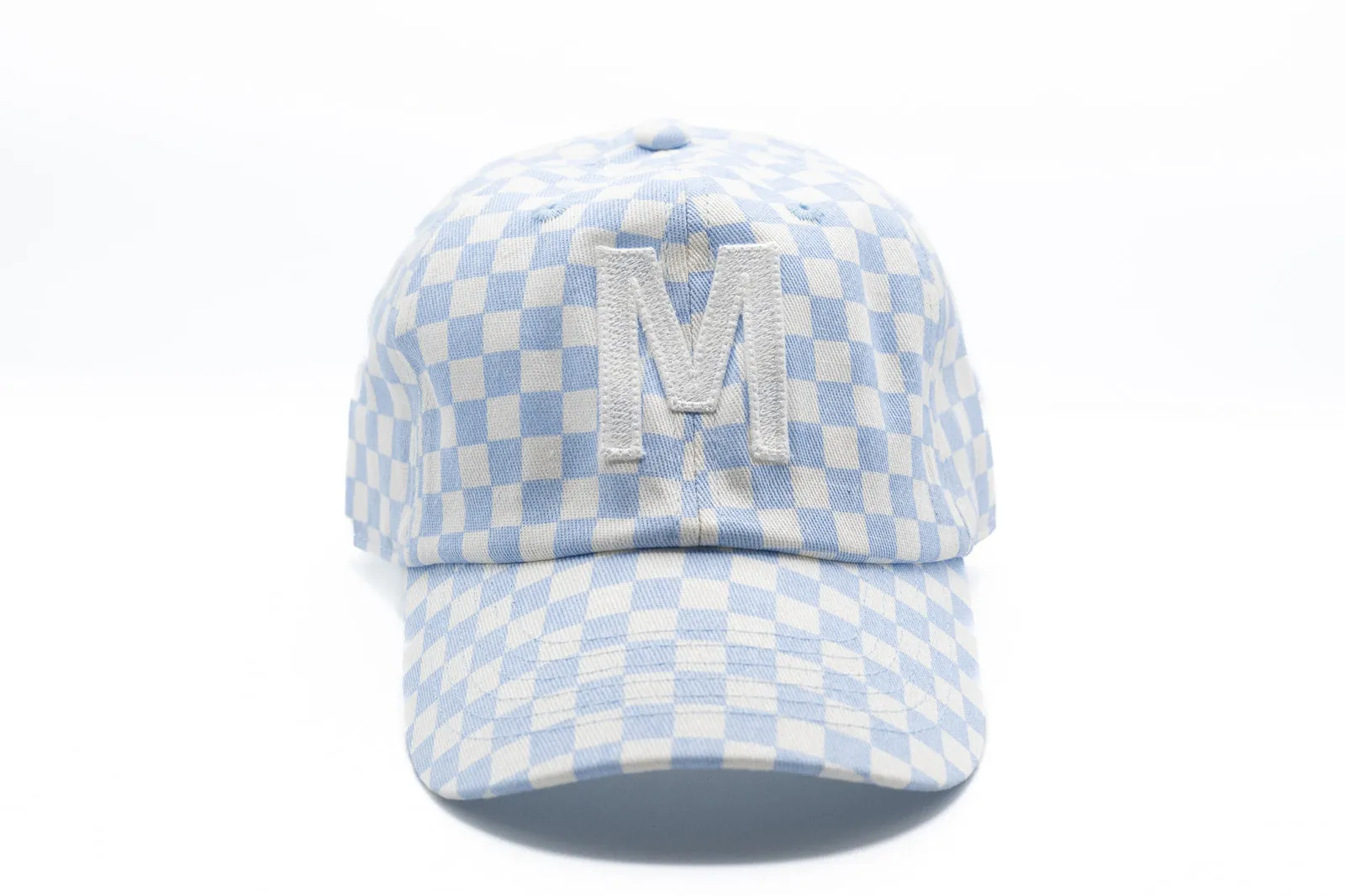 Blue Checker Letter Baseball Hat