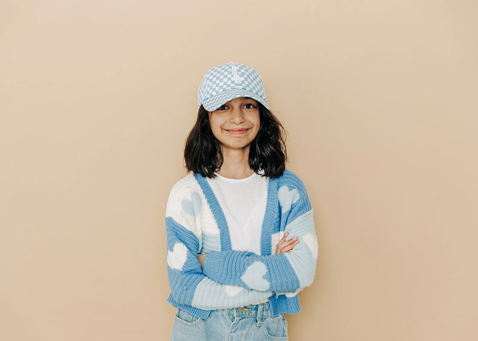 Blue Checker Letter Baseball Hat