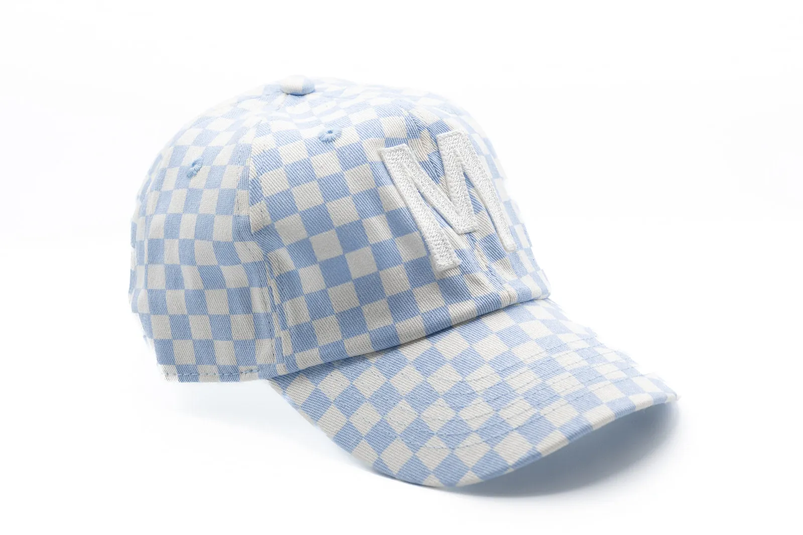 Blue Checker Letter Baseball Hat