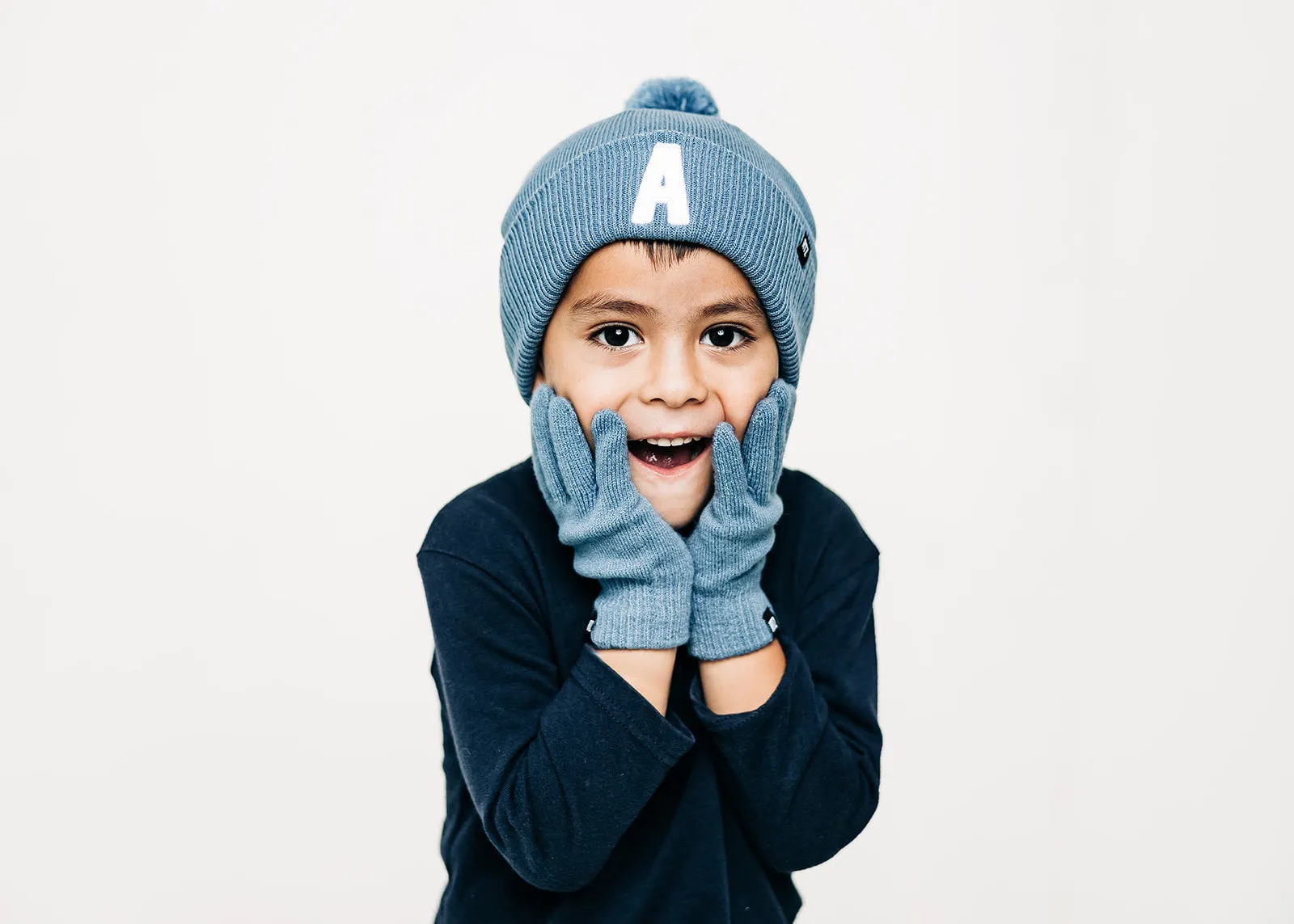 Blue Pom Pom Hat