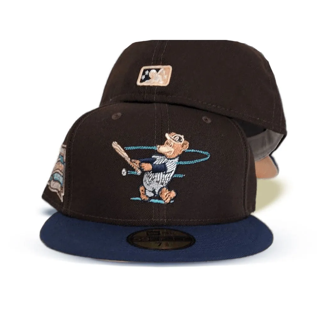 Brown Denver Bears Navy Blue Visor Peach Bottom Hometown Collection Side Patch New Era 59Fifty Fitted