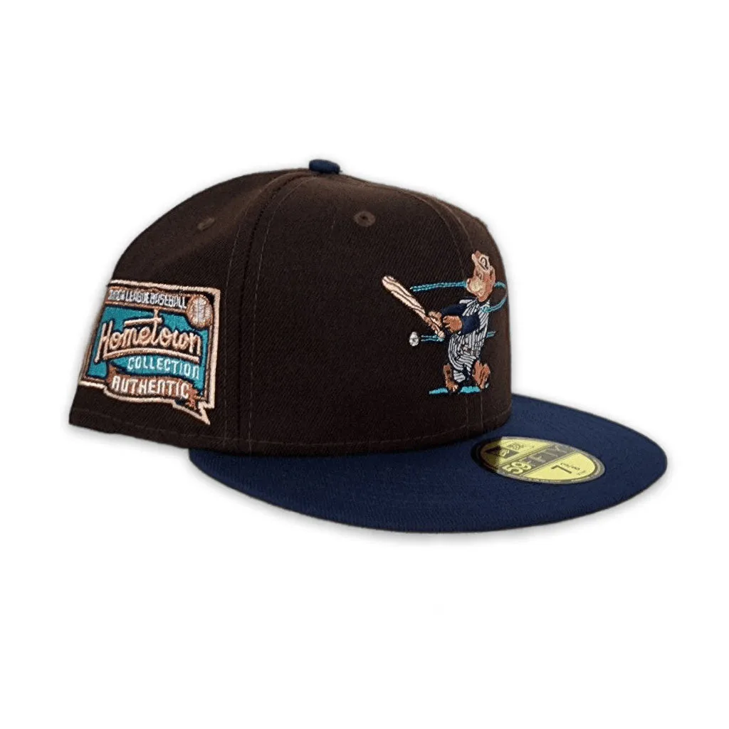 Brown Denver Bears Navy Blue Visor Peach Bottom Hometown Collection Side Patch New Era 59Fifty Fitted