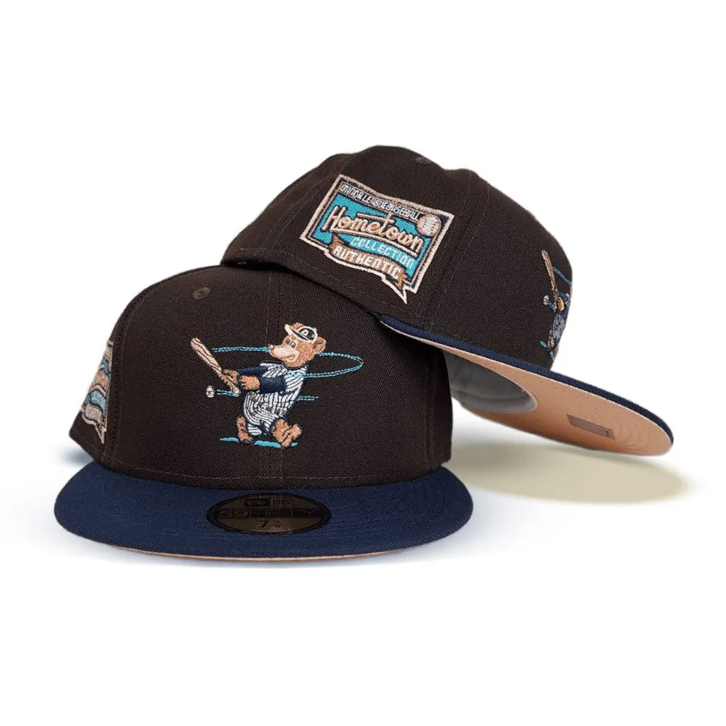 Brown Denver Bears Navy Blue Visor Peach Bottom Hometown Collection Side Patch New Era 59Fifty Fitted