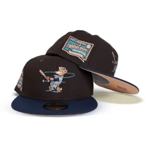 Brown Denver Bears Navy Blue Visor Peach Bottom Hometown Collection Side Patch New Era 59Fifty Fitted