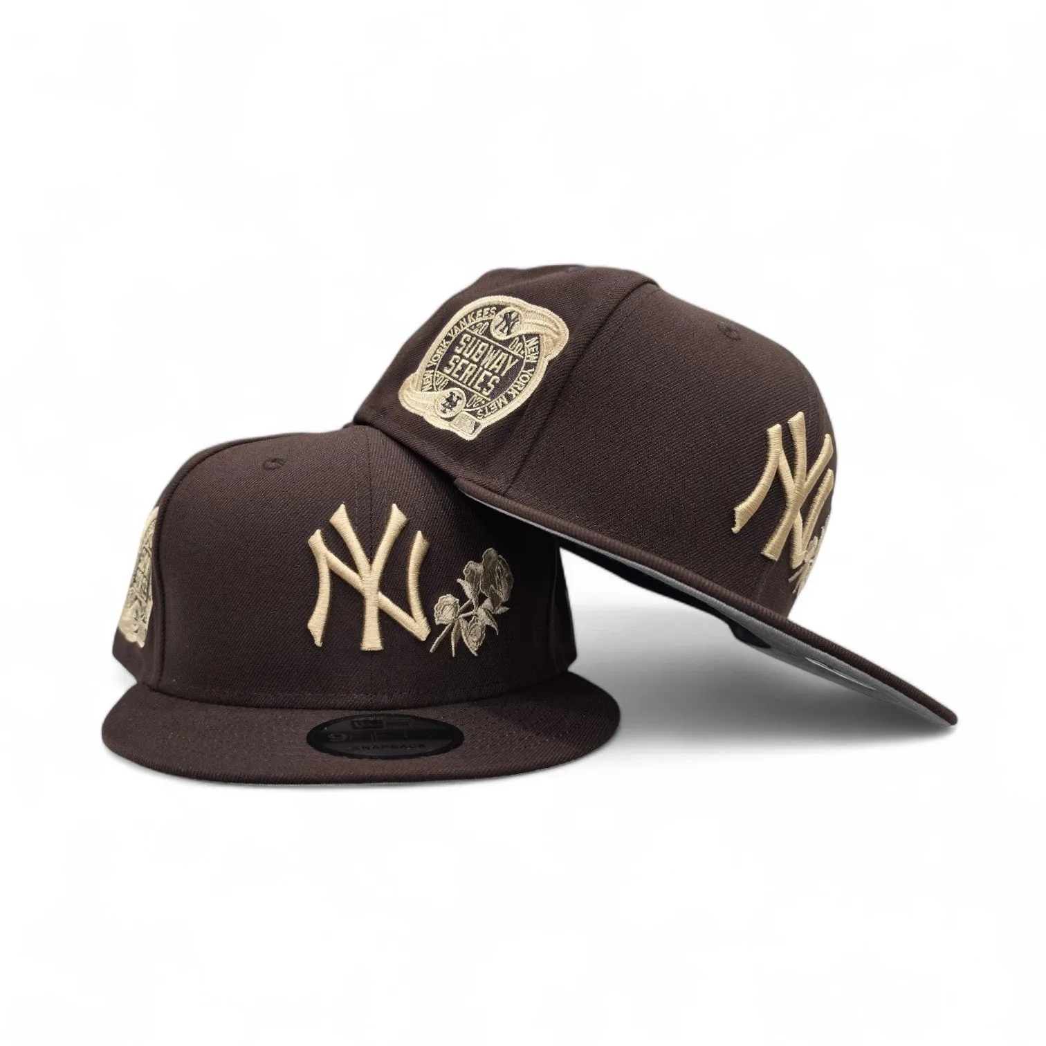 Brown New York Yankees Rose Logo Gray Bottom 2000 Subway Series Side Patch New Era 9Fifty Snapback