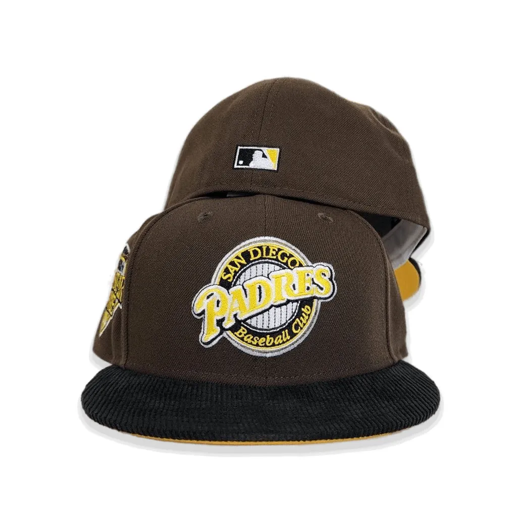 Brown San Diego Padres Black Corduroy Visor Yellow Bottom 1992 All Star Game Side patch New Era 59Fifty Fitted