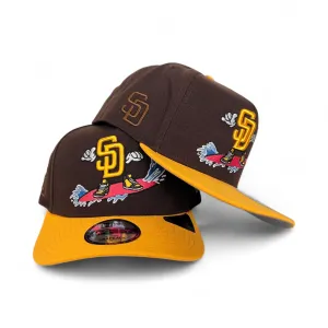 Brown San Diego Padres Yelllow Curved Brim Gray Bottom Cartoon Pack New Era 9Fifty A-Frame Snapback