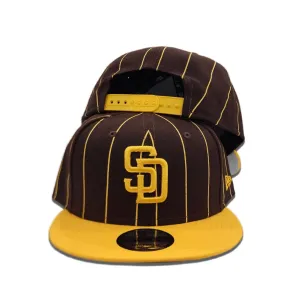 Brown San Diego Padres Yellow Visor Gray Bottom Pinstripe New Era 9Fifty Snapback