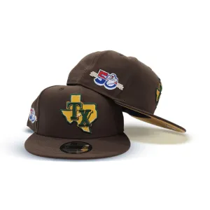 Brown Texas Rangers Tan Bottom 50th Anniversary Side Patch New Era 9Fifty Snapback