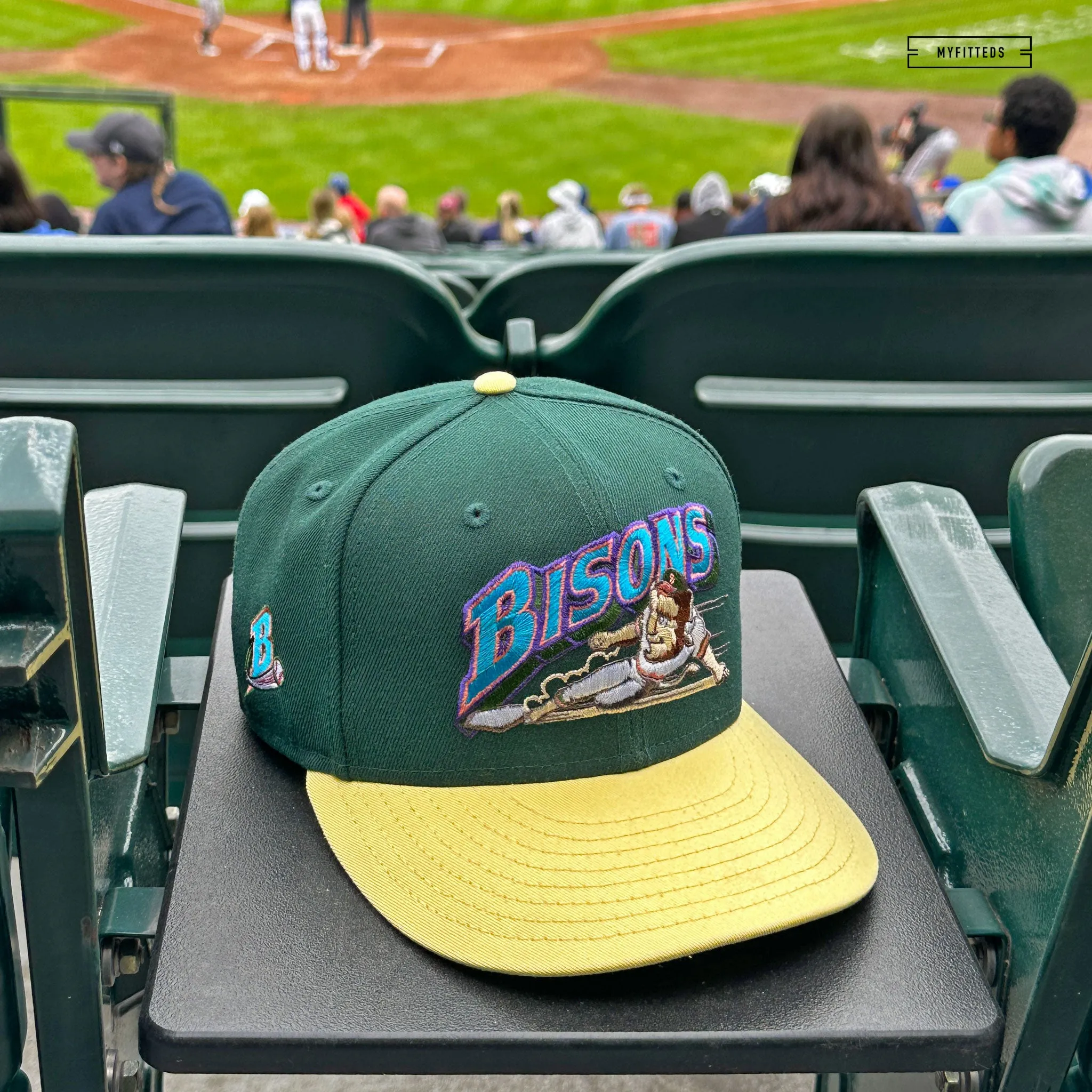 BUFFALO BISONS HOLLY LEAF LEMON ZEST BY DJMACH716 NEW ERA FITTED CAP