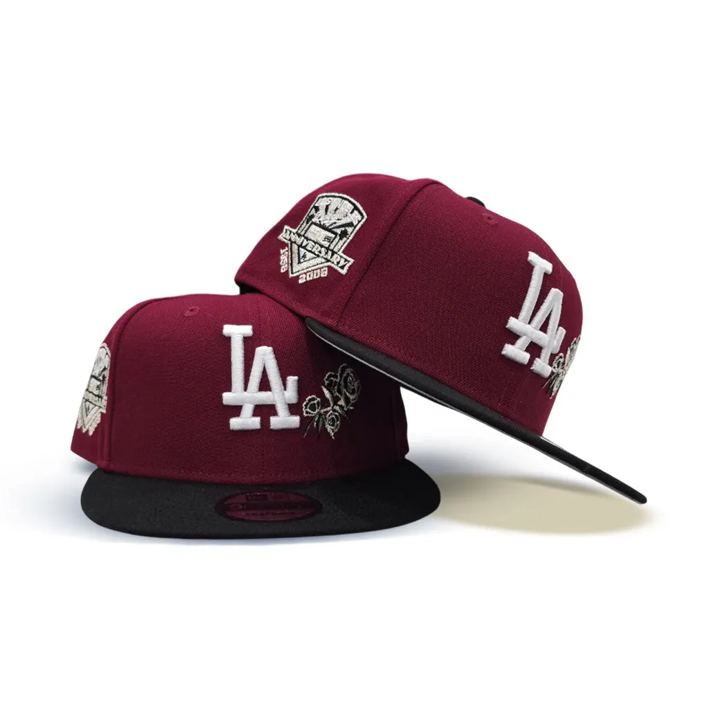 Burgundy Los Angeles Dodgers Rose Black Visor Gray Bottom 50th Anniversary Side Patch New Era 9Fifty Snapback