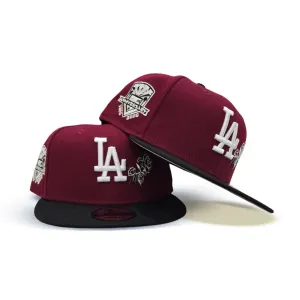 Burgundy Los Angeles Dodgers Rose Black Visor Gray Bottom 50th Anniversary Side Patch New Era 9Fifty Snapback