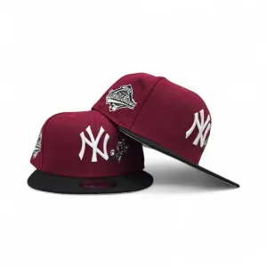 Burgundy New York Yankees Rose Logo Black Visor Gray Bottom 1996 World Series Side Patch New Era 9Fifty Snapback